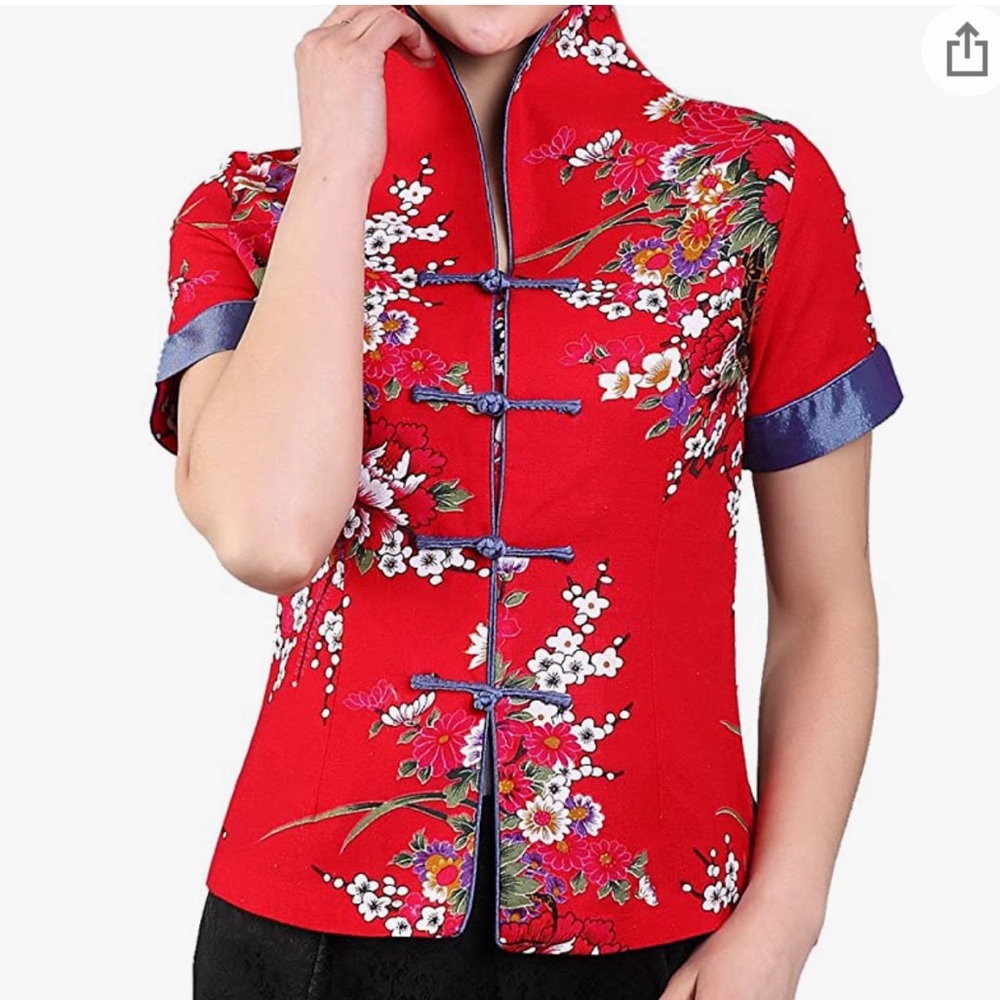 Chinese shirt with flower print